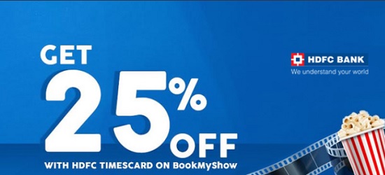 India Desire : HDFC Bank Card Bookmyshow Offer: Get 25% Discount On Purchase Of Movie Tickets With your HDFC Time Card